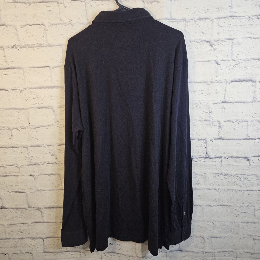 Peter Millar Men's XXL Navy Blue Long Sleeve Pima Cotton Blend Polo Shirt - Picture 3 of 5